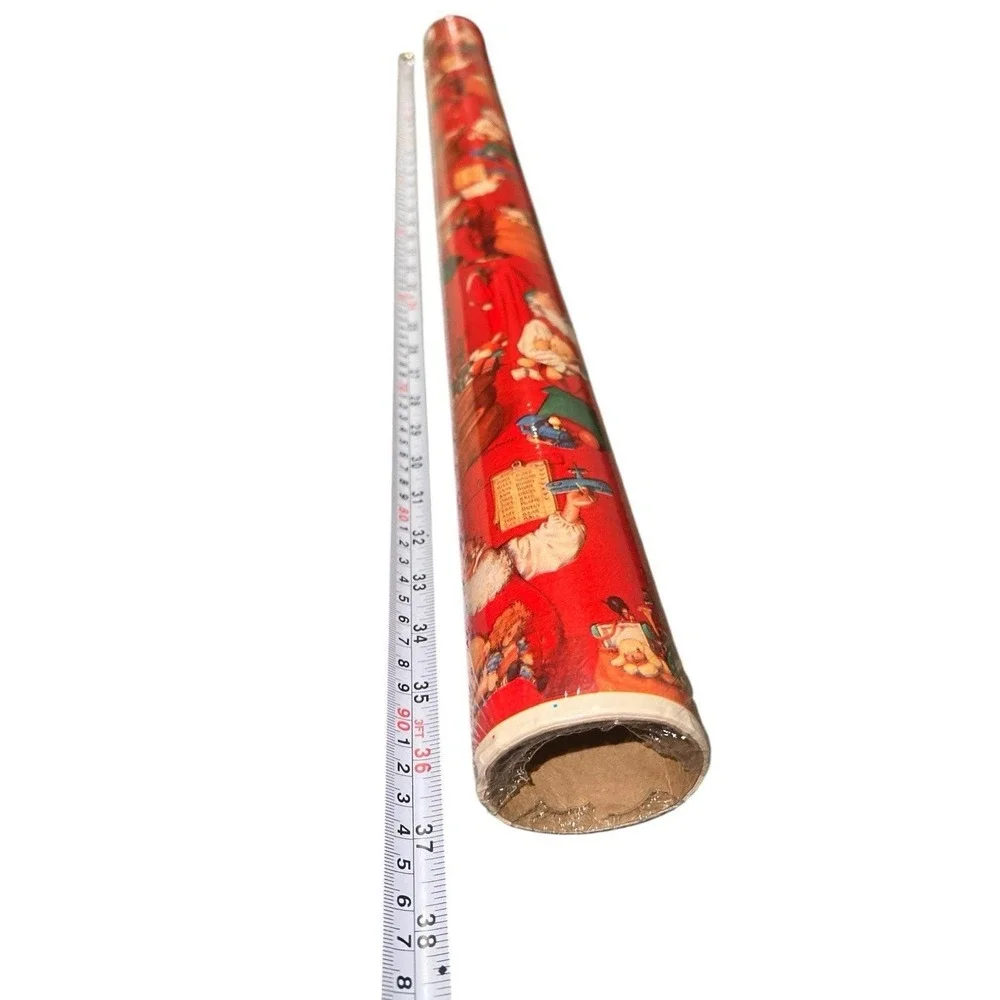 Vtg Wrapping Paper American Greeting Santa Christmas Roll USA 3'x1' New 75SqFt